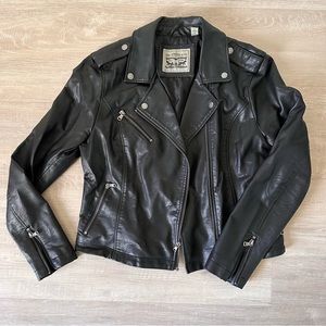 Levi's Faux Black Leather Jacket with Silver Hardware